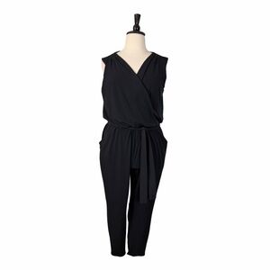 Nicole Miller Sleeveless Black Wrap Front Ankle Length Jumpsuit Women’s Size XL